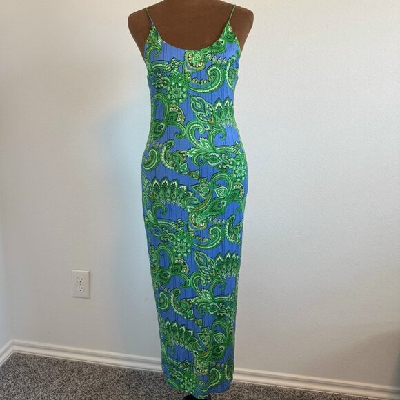 Alice + Olivia Delora Spaghetti Strap Spring Paisley Midi Dress Women's Size 6 - Picture 1 of 12